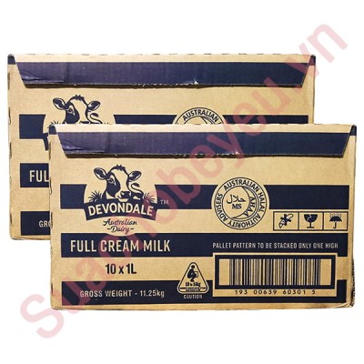 Combo 2 thùng Sữa tươi nguyên kem Devondale Úc hộp 1 Lít