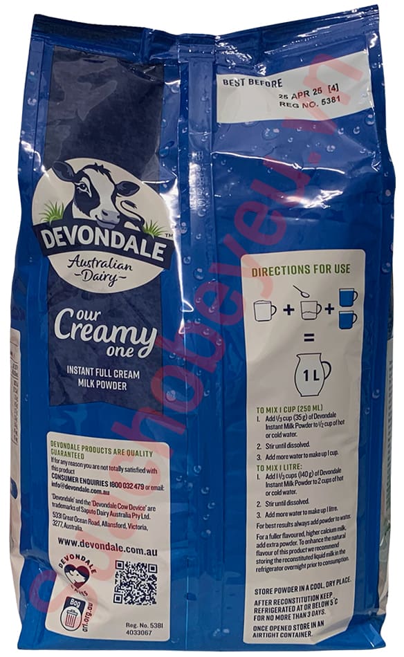 Sữa bột nguyên kem Úc Devondale bịch 1kg