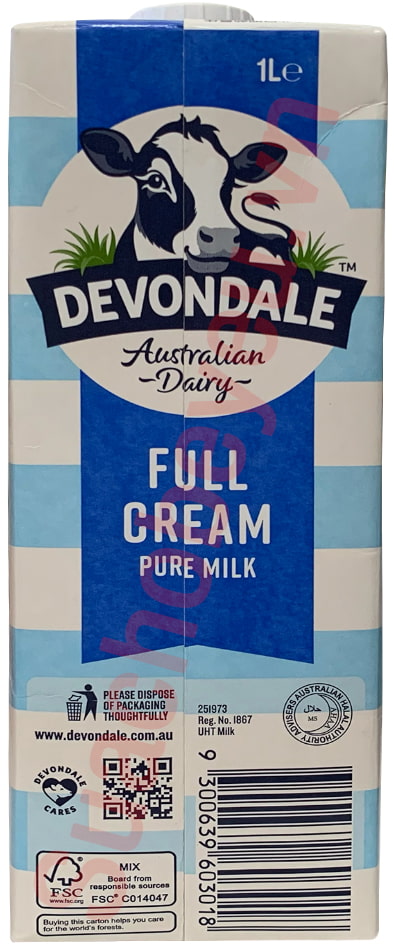 Sữa tươi nguyên kem Devondale Úc hộp 1 Lít